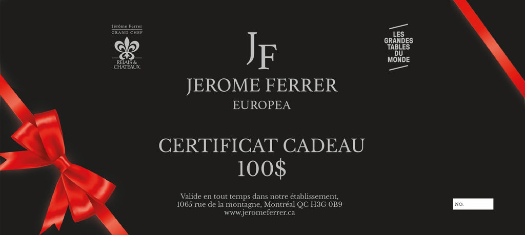 Gift certificate at the Jérôme Ferrer Europea restaurant<br/>Buy $ 200 and receive $ 250! <br/>Receive $ 50 as a bonus (in delivery)