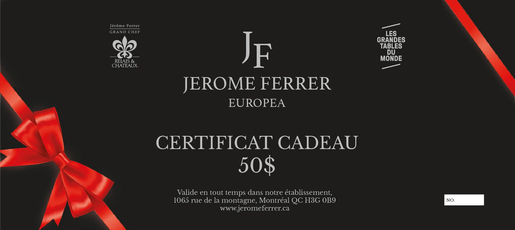 Gift certificate at the Jérôme Ferrer Europea restaurant<br/>Buy $ 200 and receive $ 250! <br/>Receive $ 50 as a bonus (in delivery)